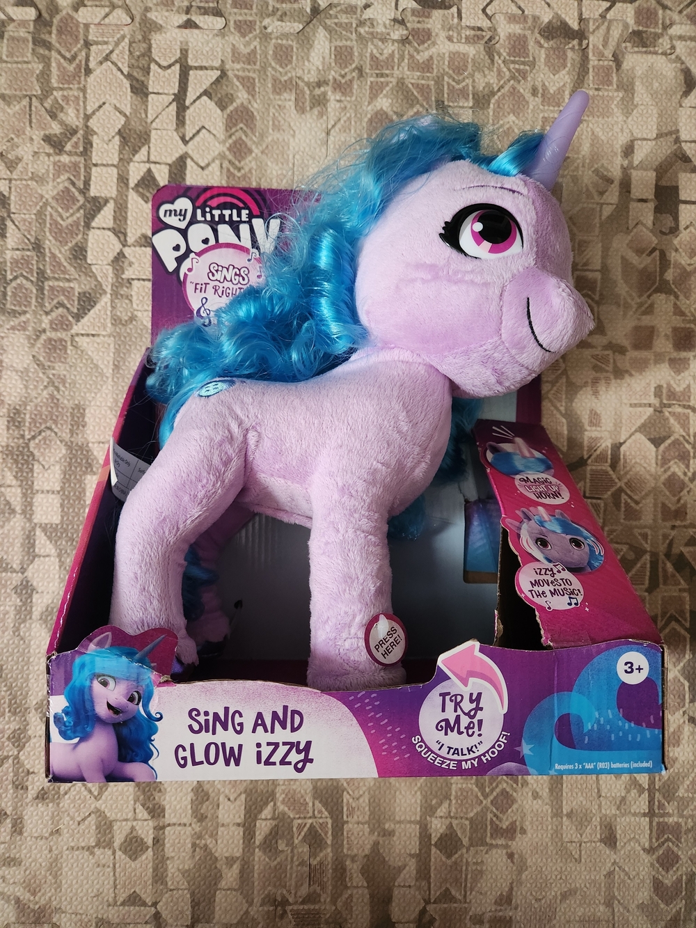 New Open Box My Little Pony Lavender Izzy Plush with Bright Blue Mane